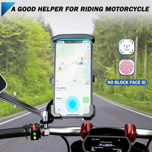 KTUEOV 360° Forgatható Motoros Telefontartó 4-7" Okostelefonhoz Tükörre Szerelhető - black