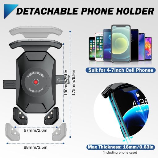 KTUEOV 360° otočný motorizovaný držiak na telefón pre 4-7" smartfóny s upevnením na zrkadlo