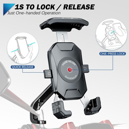 KTUEOV 360° Forgatható Motoros Telefontartó 4-7" Okostelefonhoz Tükörre Szerelhető