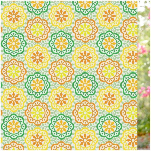 Folie adezivă pentru geam Lifetree, model floral galben, cu protecție UV, 45x200 cm