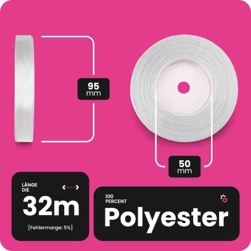 Netuno satenska vrpca 12 mm x 32 m, svijetlo krem boje, ukrasna rola za rukotvorine, vjenčanja i pakiranje poklona