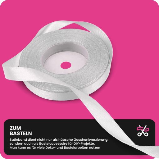 Netuno szatén szalag 12mm x 32m világos ekrü színű dekoratív tekercs kézműveskedéshez esküvőhöz ajándékcsomagoláshoz