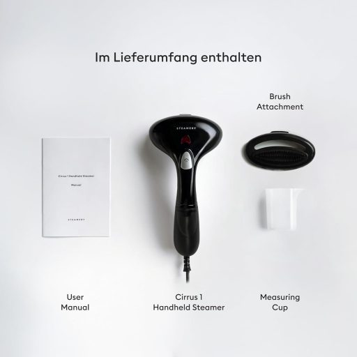 Aparat de călcat vertical cu abur Steamery Cirrus 1, 1500W, fier de călcat compact de călătorie, debit de abur 16-20g/min, încălzire în 25 secunde, anti-șifonare, negru