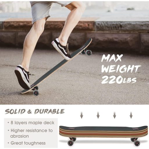 Opurtdor 118 cm Longboard Skateboard Cruiser Maple Fa Kezdőknek Felnőtteknek