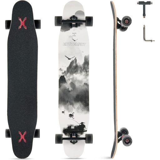 Opurtdor 118 cm Longboard Skateboard Cruiser Maple Fa Kezdőknek Felnőtteknek