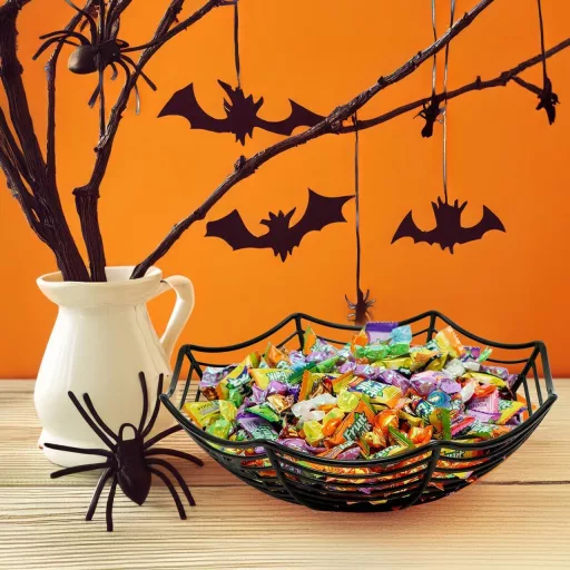 Sada 3 plastových misiek na cukrovinky JOYIN s halloweenskym motívom pavučiny a tekvice