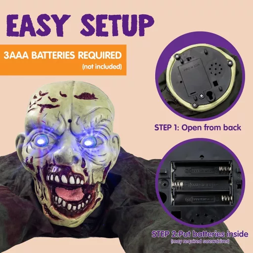JOYIN Halloween Animált Zombi Kert Dekoráció Hangeffektussal és Villogó Szemekkel
