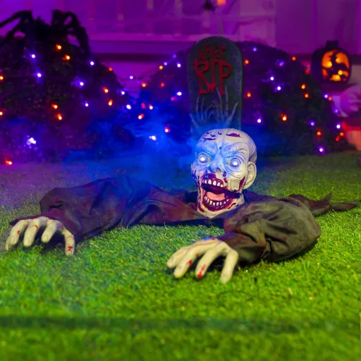 JOYIN Halloween Animált Zombi Kert Dekoráció Hangeffektussal és Villogó Szemekkel