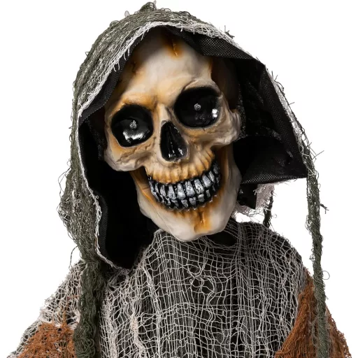 JOYIN Decor de Halloween, Schelet Animat cu Craniu, 175 cm, Cu Lanț, Ochi Luminoși și Efecte Sonore