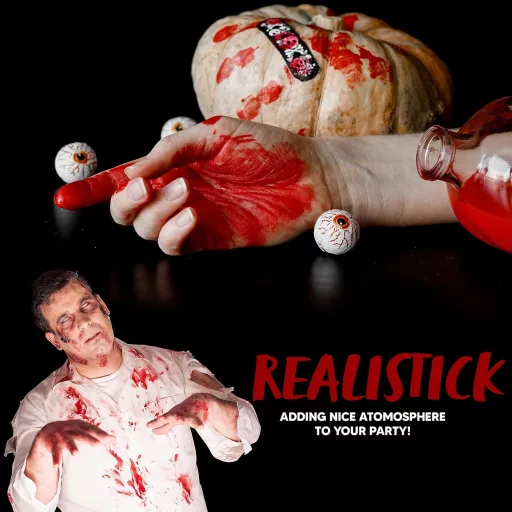 Set de machiaj Halloween Spooktacular Creations cu vopsea de față și sânge artificial, 16 bucăți