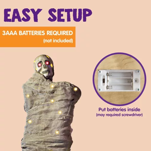 JOYIN Decor Halloween Agățat Corp Întreg Mort de 165 cm cu Lumini și Ochi LED