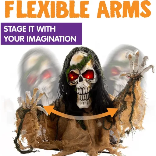 JOYIN Decor de Halloween Animat cu Zombi Care Țâșnește, cu Efecte Sonore și Lumini LED