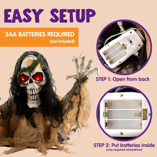 JOYIN Decor de Halloween Animat cu Zombi Care Țâșnește, cu Efecte Sonore și Lumini LED