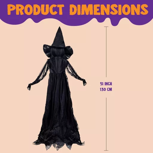 JOYIN 3 darabos Halloween boszorkány kerti dekoráció hanghatással és világító fejjel
