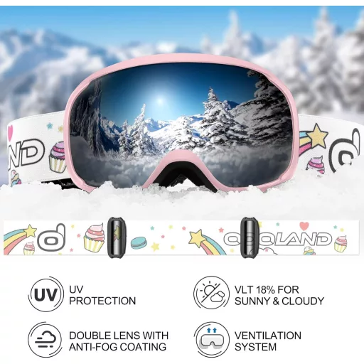 Odoland Cască de Schi pentru Copii cu Ochelari, Cască de Snowboard pentru Băieți și Fete, 54-56 cm