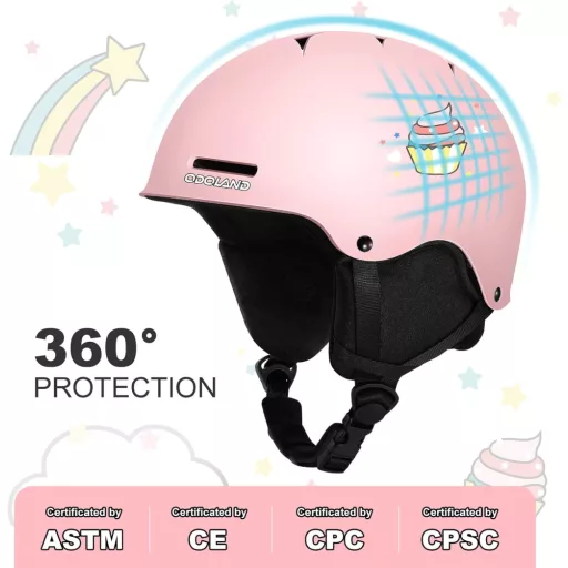 Odoland Cască de Schi pentru Copii cu Ochelari, Cască de Snowboard pentru Băieți și Fete, 54-56 cm