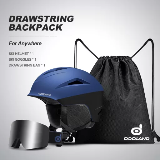 Set Cască de Schi și Ochelari de Schi Odoland cu Protecție UV 400 pentru Bărbați și Femei