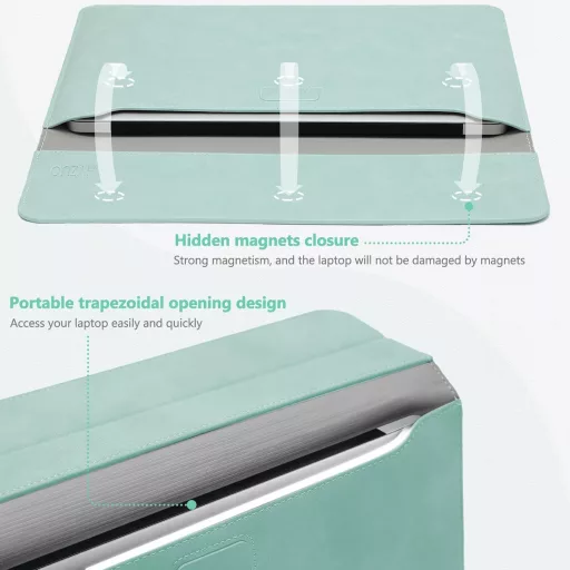 HYZUO 13 hüvelykes laptop táska állvánnyal MacBook Air M2 M1 Pro kompatibilis menta zöld - 13 inches, mint green