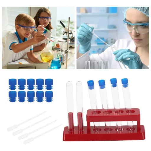 LOPOTIN Set de laborator cu 60 de piese: tuburi, pipete, suporturi