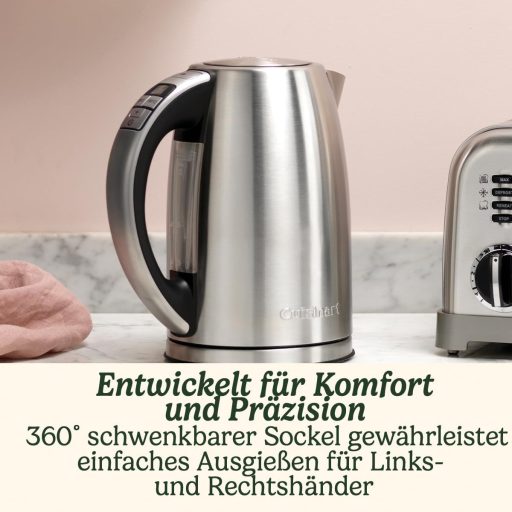 Cuisinart Multi-Temp Kettle, Quick Boil, Wireless, Stainless Steel Finish, 1.7 L Capacity, Adjustable Temperature, Removable, Washable Anti-limescale Filter, Brushed Stainless Steel