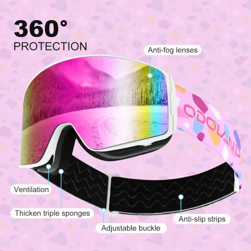 Odoland gyerek síszemüveg hengeres snowboard UV védelem széles látómező
