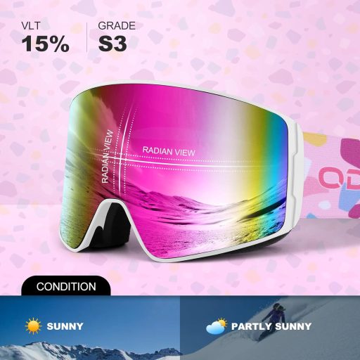 Ochelari de schi pentru copii Odoland, snowboard cilindrici, protecție UV, câmp vizual larg