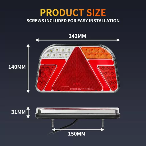 Qiping 2db LED Utánfutó Hátsó Lámpa 12V 24V Vízálló Teherautóhoz Traktorhoz