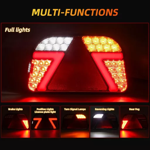 Qiping 2db LED Utánfutó Hátsó Lámpa 12V 24V Vízálló Teherautóhoz Traktorhoz