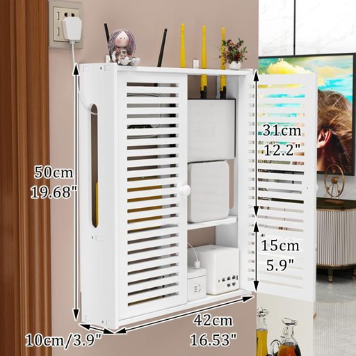 Router rack Fali Tartó Lebegő Polc WiFi Tárolódoboz 42×10×50cm