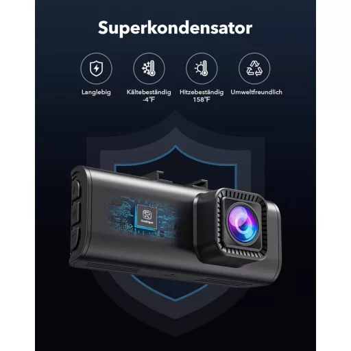 REDTIGER F7NP-4K autós fedélzeti kamera elöl-hátul, 128GB kártya, Wi-Fi6, 4K felbontás