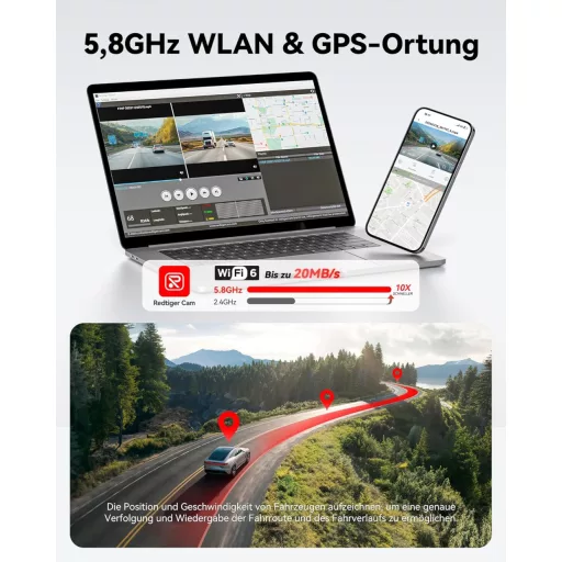 REDTIGER F7NP-4K autós fedélzeti kamera elöl-hátul, 128GB kártya, Wi-Fi6, 4K felbontás