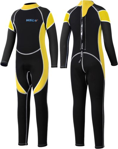 Costum de scafandru pentru copii Yikayin, neopren de 2,5 mm - Costum de înot impermeabil cu mânecă lungă și fermoar la spate, protecție UV50+ pentru înot, scufundări, surfing