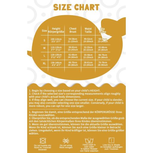 Yikayin 2,5 mm Neoprén Gyerek Búvárruha - Hosszú Ujjú Vízálló Úszóruha Hátsó Cipzárral, UV50+ Védelem Úszáshoz, Búvárkodáshoz, Szörfözéshez