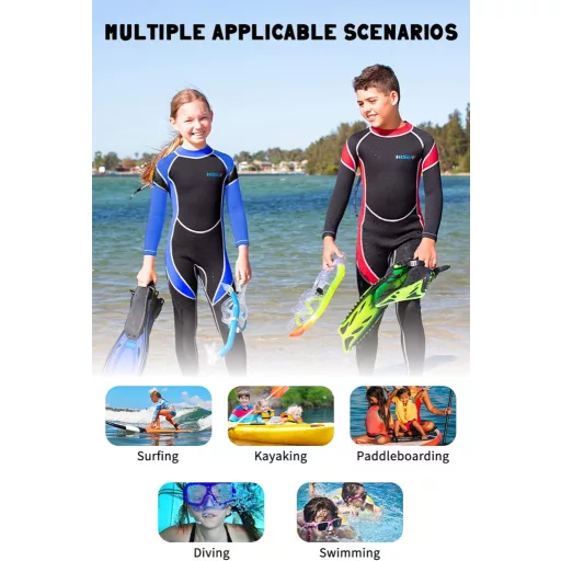 Yikayin 2,5 mm neoprén gyerek wetsuit hátzipper búvárkodáshoz úszáshoz