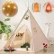 Cort de joacă pentru copii Tiny Land, cu lumini și foc de tabără de jucărie - Tipi lavabil, cu geantă de transport, spațiu de joacă interior pentru băieți și fete