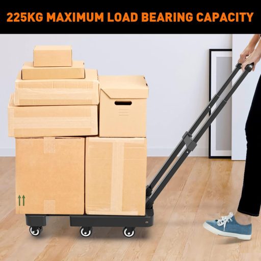 Skladací ručný vozík Ronlap so 6 kolieskami, nosnosť 225 kg, čierny