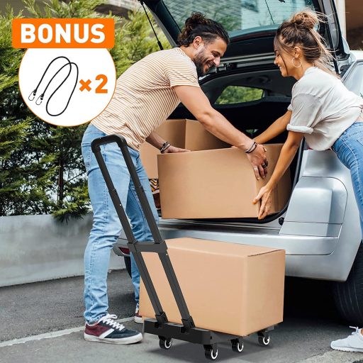 Skladací ručný vozík Ronlap so 6 kolieskami, nosnosť 225 kg, čierny