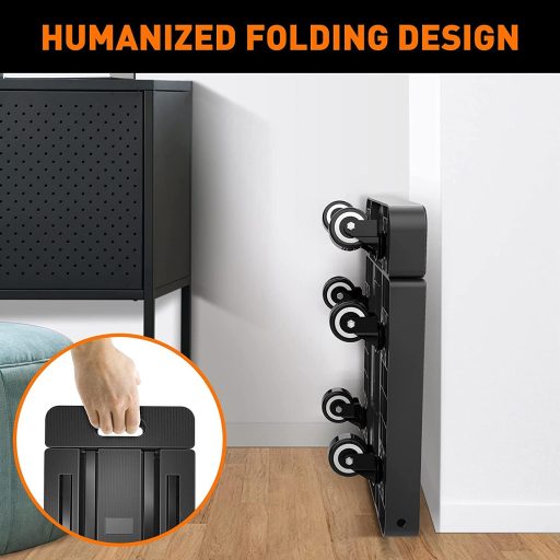 Ronlap összecsukható kézikocsi 6 kerekű 225kg teherbírás fekete