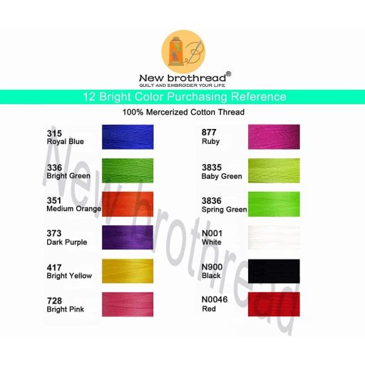 New brothread 12 boja pamučni konac 600m za quilting šivanje i vezenje