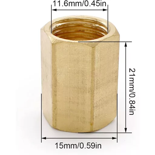 Set de 2 Adaptoare pneumatice din alamă cu filet interior de 1/4", pentru compresor de aer și scule pneumatice, cu hexagon de 21 mm