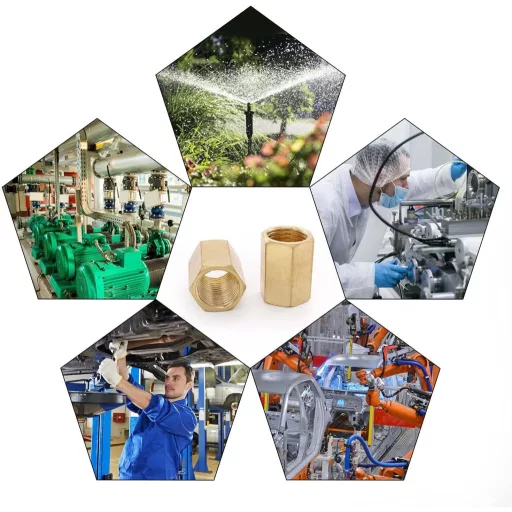 Set de 2 Adaptoare pneumatice din alamă cu filet interior de 1/4", pentru compresor de aer și scule pneumatice, cu hexagon de 21 mm