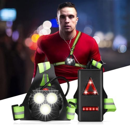 DAWINSIE Lampă frontală LED Reîncărcabilă - Lampă sport impermeabilă cu 3 niveluri de luminozitate, Montabilă pe cap, Ajustabilă la 120°, Pentru alergare, Camping, Pescuit