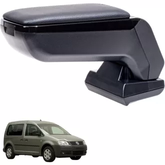   Rati Armster S Kartámasz VW Caddy 2004-2020 Modellekhez - Fekete Vegán Bőr, Utólag Beszerelhető Középkonzol Tárolórekesszel