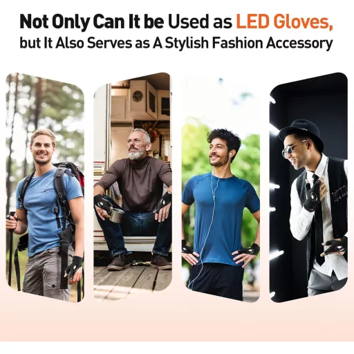BIIB LED-es halászati kesztyű férfiaknak, ajándék ötlet férjnek, camping felszerelés