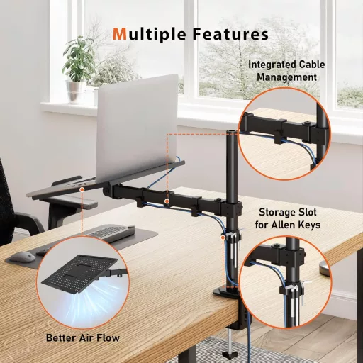 REDBAT Dupla Monitor és Laptop Állvány 13-32 colos Monitorokhoz, 8kg Terhelhetőség