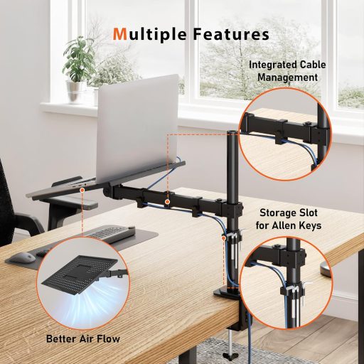 REDBAT Dupla Monitor és Laptop Állvány 13-32 colos Monitorokhoz, 8kg Terhelhetőség