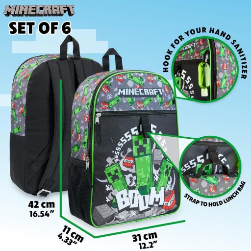 Minecraft Iskolatáska Fiúknak Hátizsák Kiegészítőkkel Vissza az Iskolába