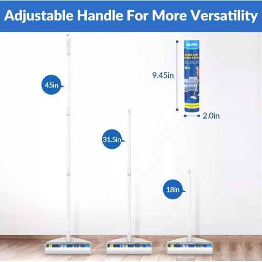 Rola Extra Mare DELOMO pentru Îndepărtarea Părului de Animale de pe Covoare cu 360 de Foi, cu Mâner Lung