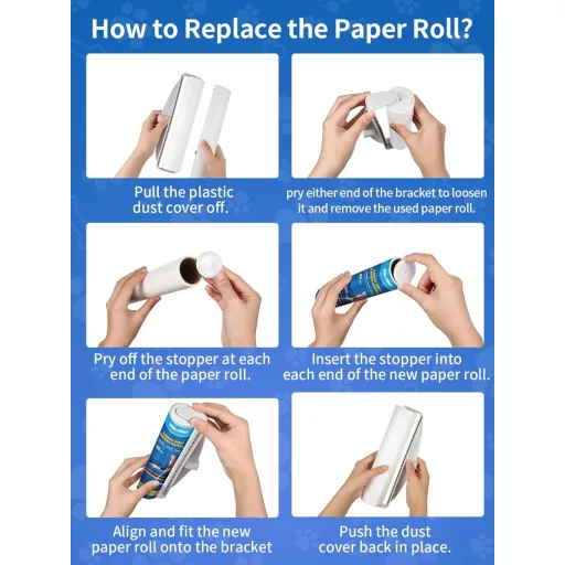 Rola Extra Mare DELOMO pentru Îndepărtarea Părului de Animale de pe Covoare cu 360 de Foi, cu Mâner Lung