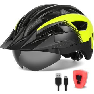   FUNWICT kerékpáros sisak napellenzővel, LED világítással és mágneses szemüvegtartóval